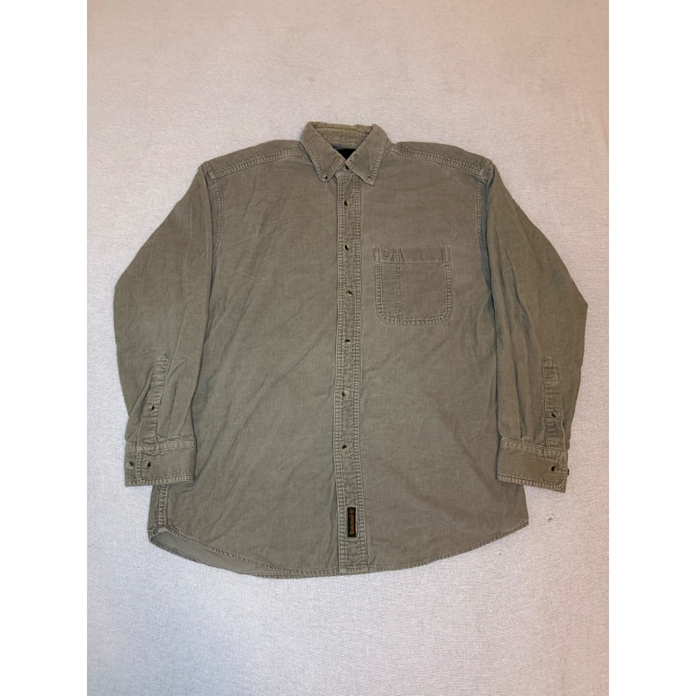 Timberland Mens S Tan Corduroy Button Down Weather Gear Shirt